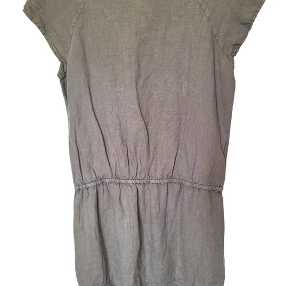 Joie Linen Mini Dress Womens Small Lagenlook Minimalist Beachy Ruffle Neutral - Picture 2 of 7